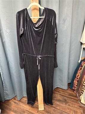 Material Girl Active Black Velvet Jumpsuit